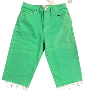 Tory Burch Raw Hem Denim Cutoff Shorts Green Size 27 High Rise Designer